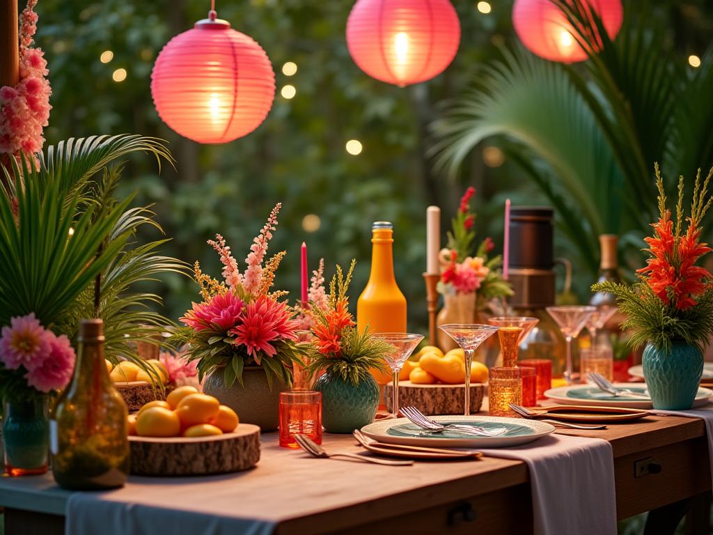 Fiesta con decoración tropical